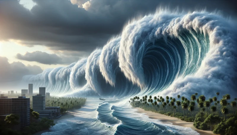 A realistic image of a tsunami wave
